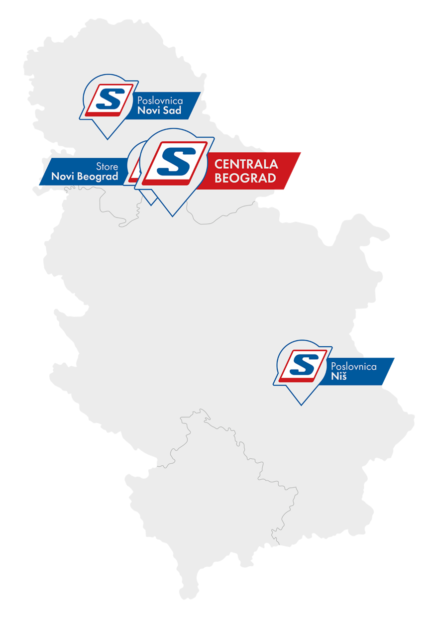 Schrack mapa poslovnica u Srbiji